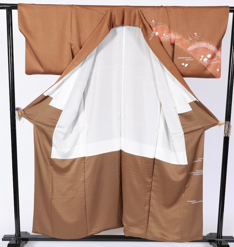 Japanese kimono used <houmongi> Msize silk 100% /T530