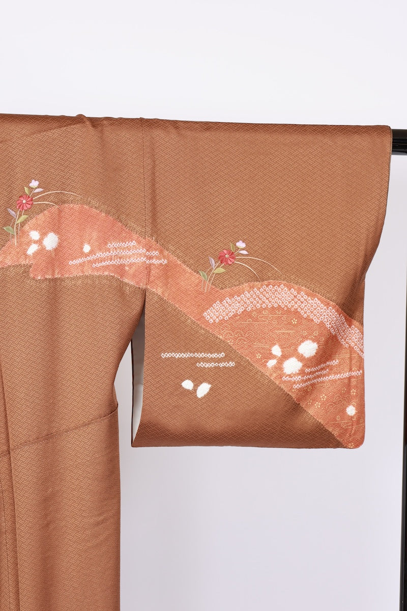 Japanese kimono used <houmongi> Msize silk 100% /T530