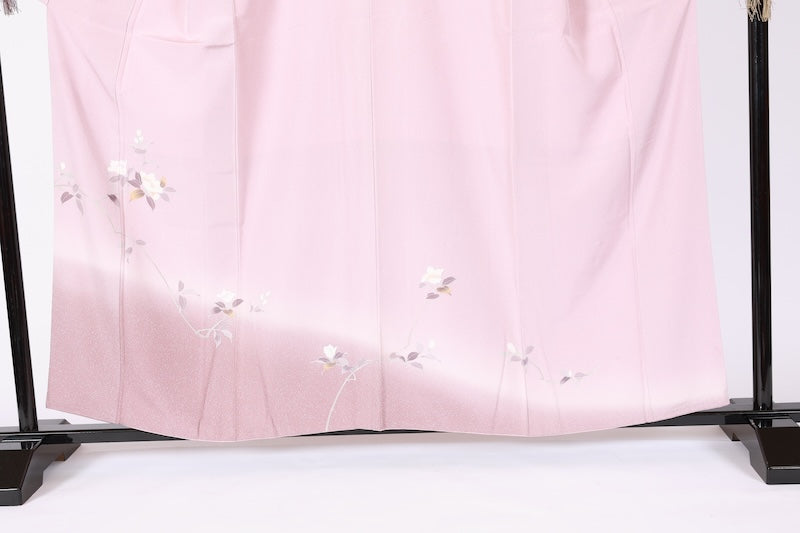 Japanese kimono used <houmongi> Lsize silk 100% /T529