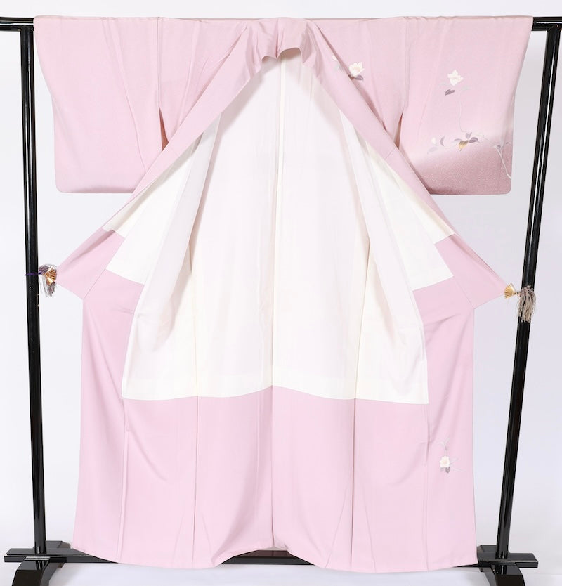 Japanese kimono used <houmongi> Lsize silk 100% /T529