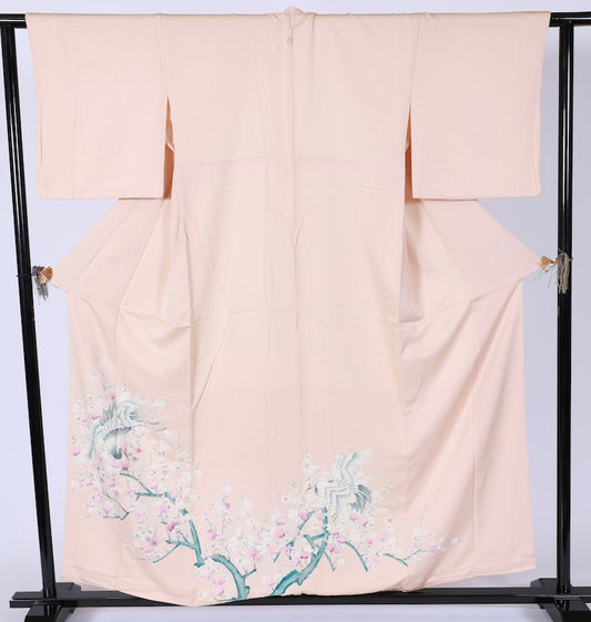 Japanese kimono used <houmongi> Lsize silk 100% /T527