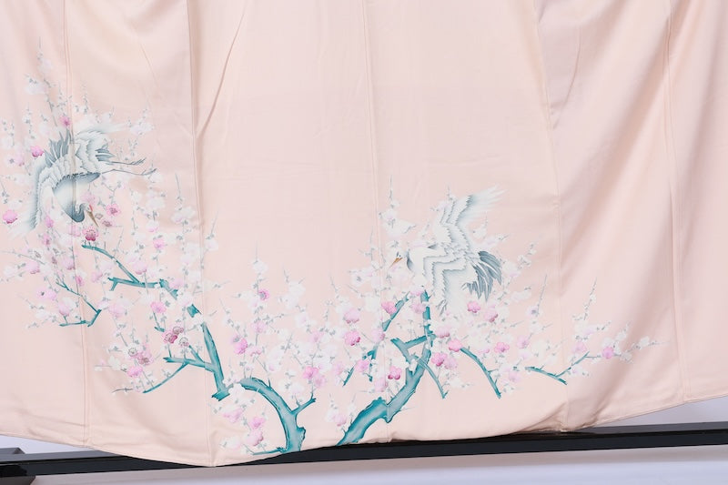 Japanese kimono used <houmongi> Lsize silk 100% /T527