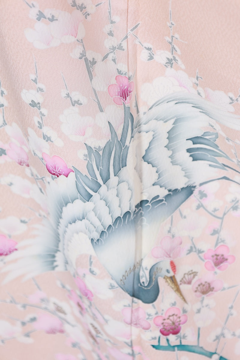 Japanese kimono used <houmongi> Lsize silk 100% /T527