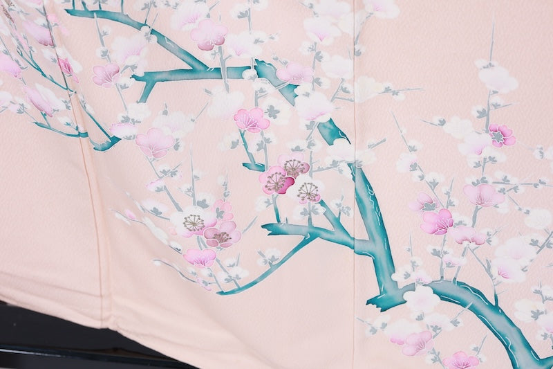 Japanese kimono used <houmongi> Lsize silk 100% /T527