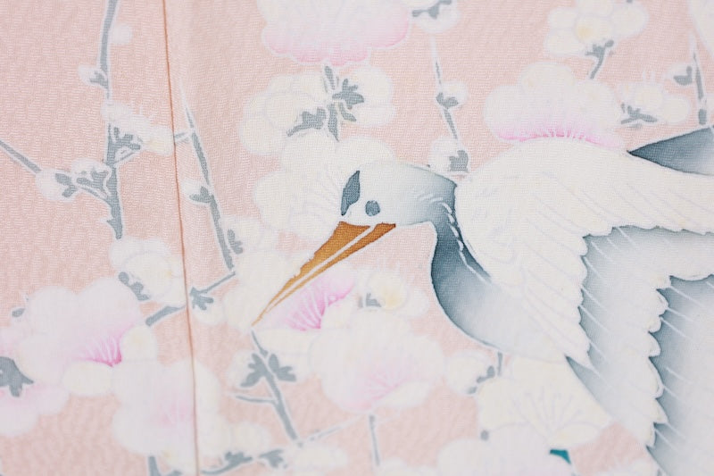 Japanese kimono used <houmongi> Lsize silk 100% /T527