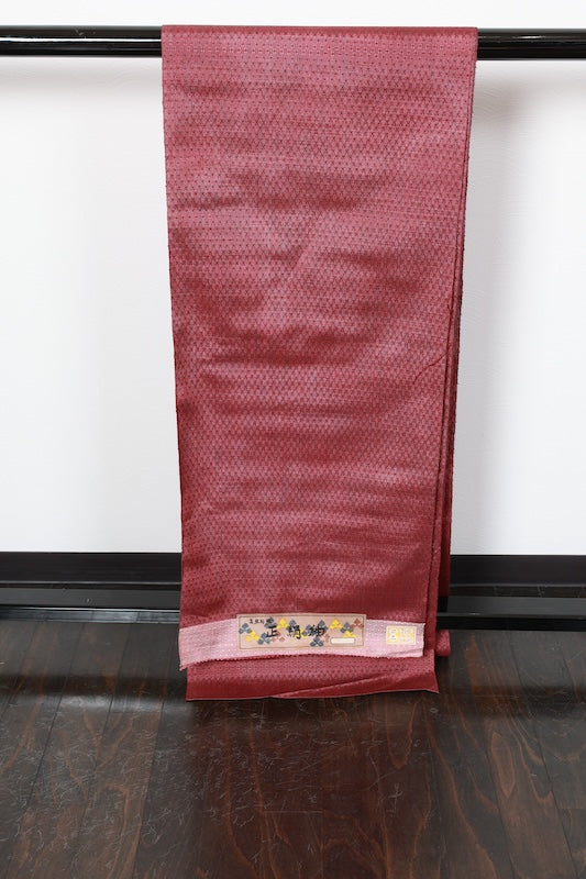 Tsumugi silk fabric , brand new, cherry pink and blue, handwoven, R306