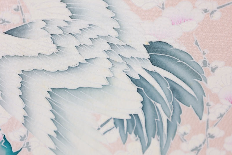 Japanese kimono used <houmongi> Lsize silk 100% /T527