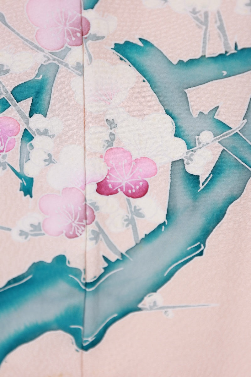 Japanese kimono used <houmongi> Lsize silk 100% /T527