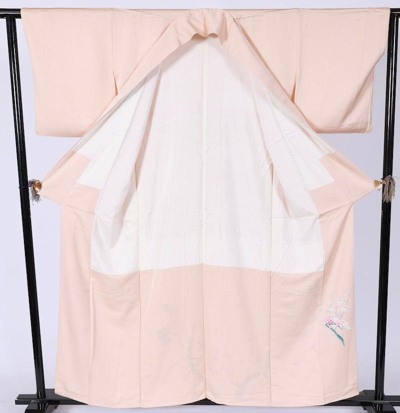 Japanese kimono used <houmongi> Lsize silk 100% /T527