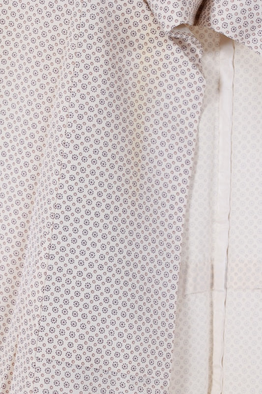Small patterned kimono used, off-white, brown, purple, geometric pattern, B1492