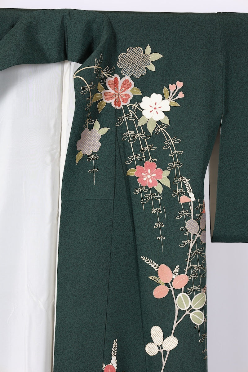 Japanese kimono used <houmongi> Msize silk 100% /T525