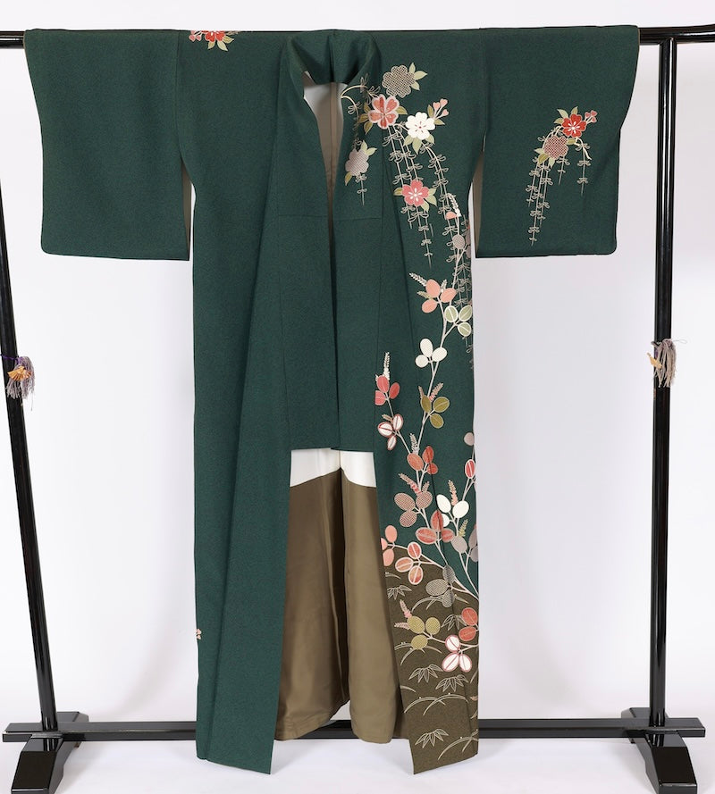 Japanese kimono used <houmongi> Msize silk 100% /T525
