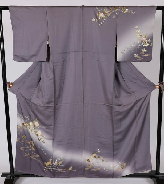 Japanese kimono used <houmongi> Lsize silk 100% /T526