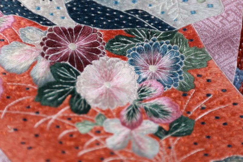Japanese kimono used <houmongi> L-size silk 100% /B760