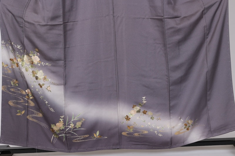 Japanese kimono used <houmongi> Lsize silk 100% /T526