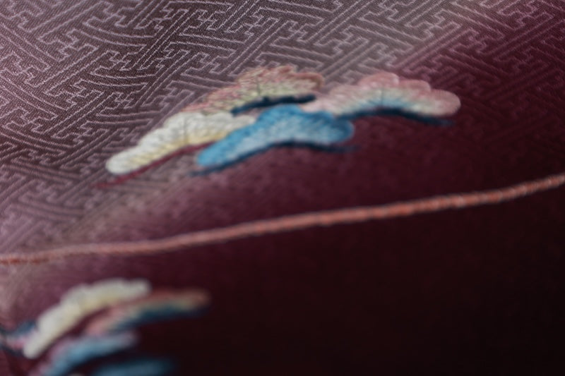 Japanese kimono used <houmongi> L-size silk 100% /B760