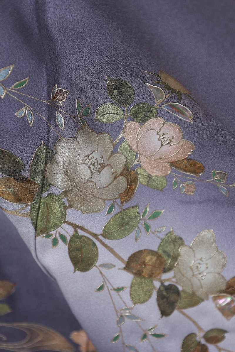 Japanese kimono used <houmongi> Lsize silk 100% /T526