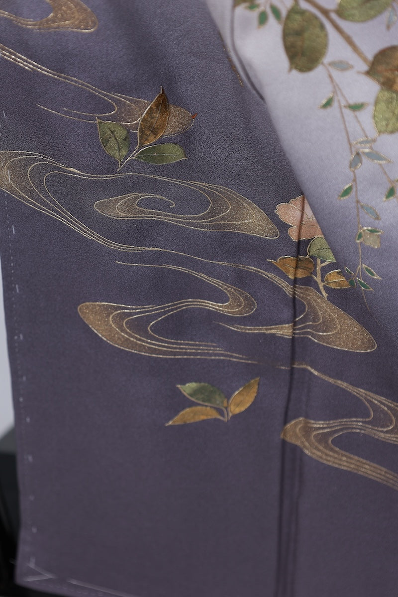 Japanese kimono used <houmongi> Lsize silk 100% /T526