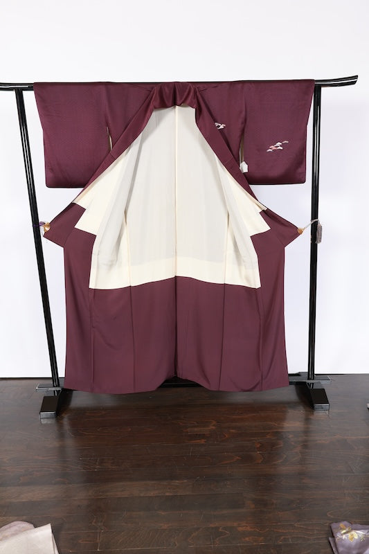 Japanese kimono used <houmongi> L-size silk 100% /B760