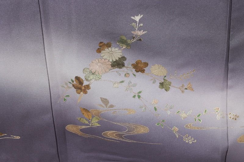 Japanese kimono used <houmongi> Lsize silk 100% /T526