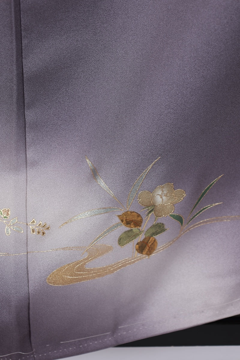 Japanese kimono used <houmongi> Lsize silk 100% /T526