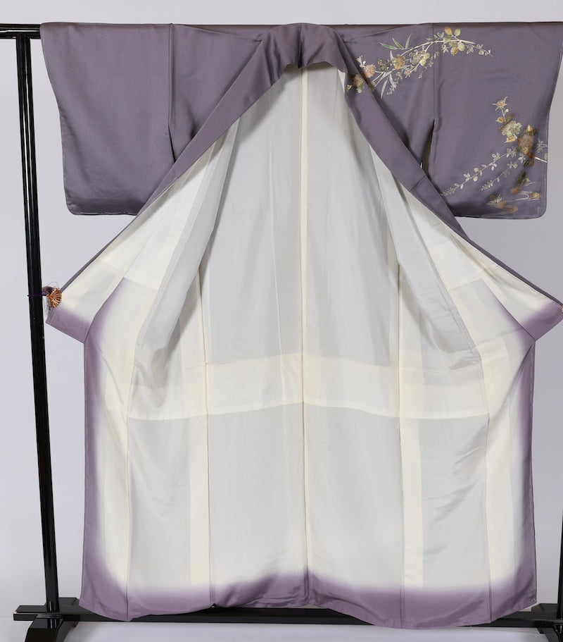 Japanese kimono used <houmongi> Lsize silk 100% /T526