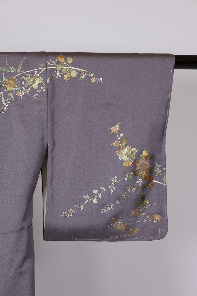 Japanese kimono used <houmongi> Lsize silk 100% /T526