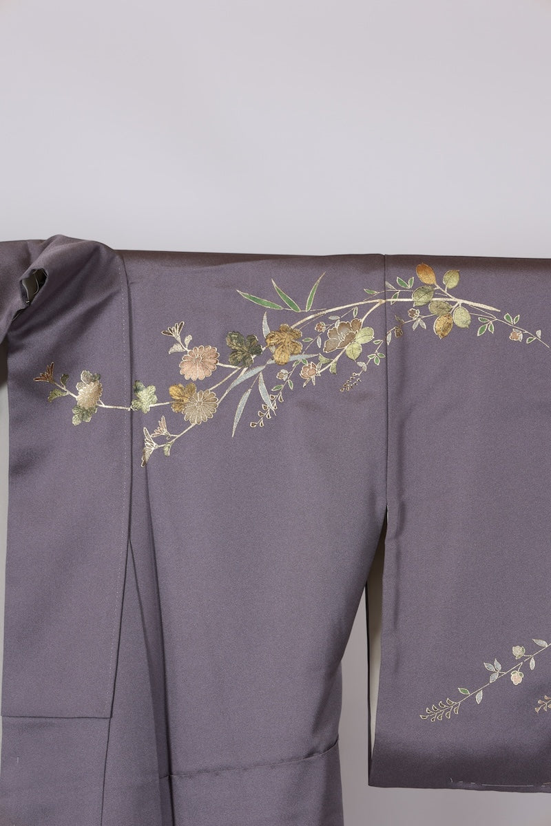 Japanese kimono used <houmongi> Lsize silk 100% /T526