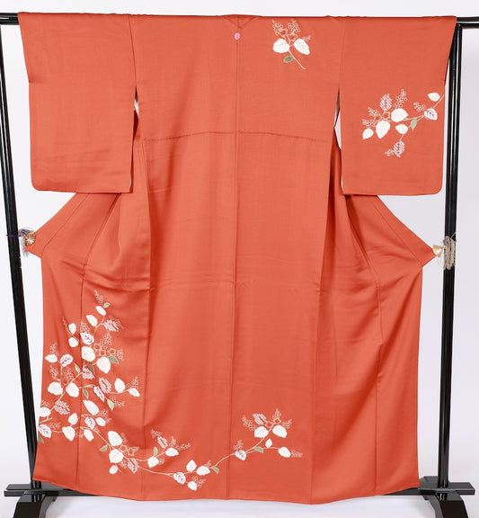 Japanese kimono used <houmongi> Lsize silk 100% /T522