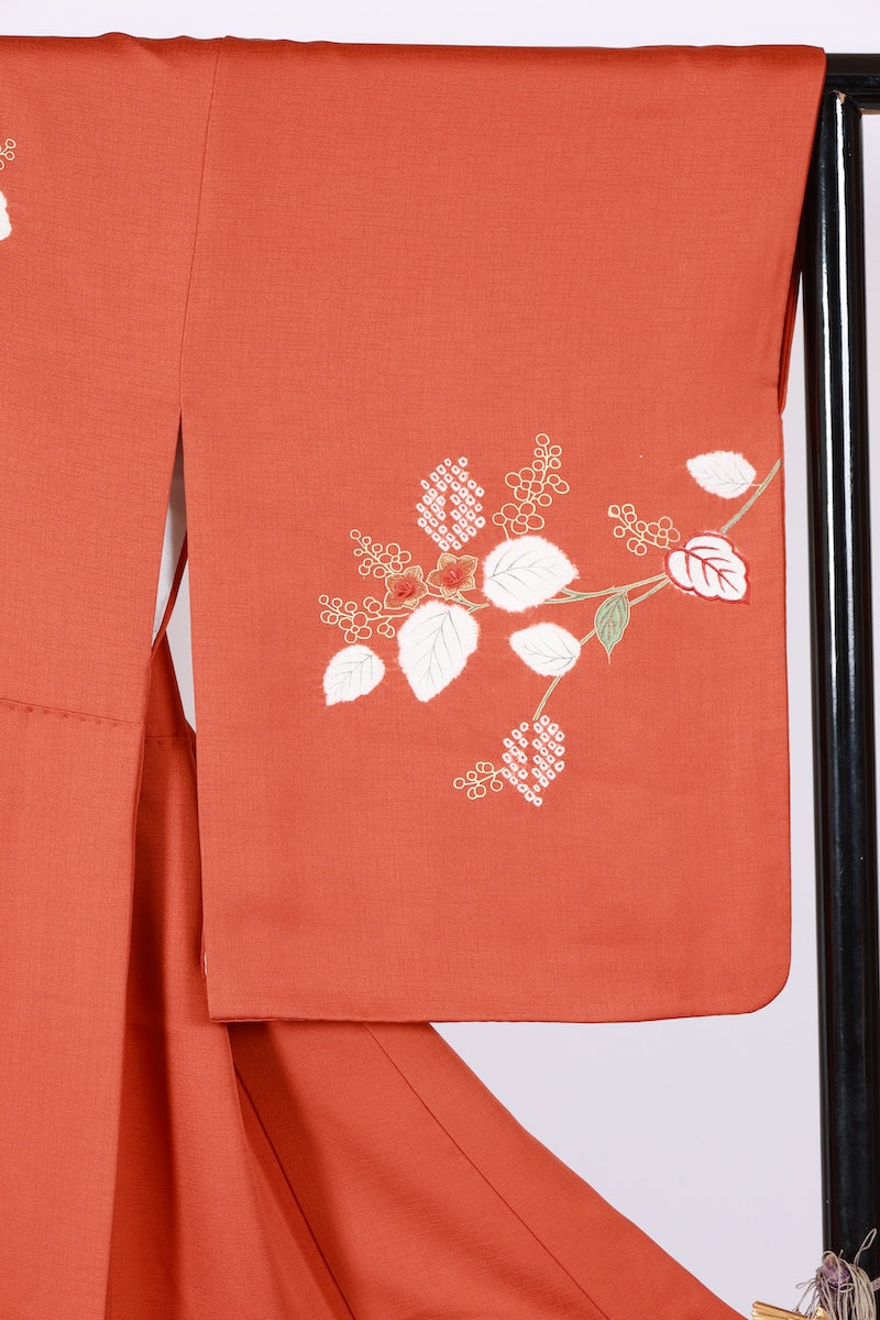 Japanese kimono used <houmongi> Lsize silk 100% /T522