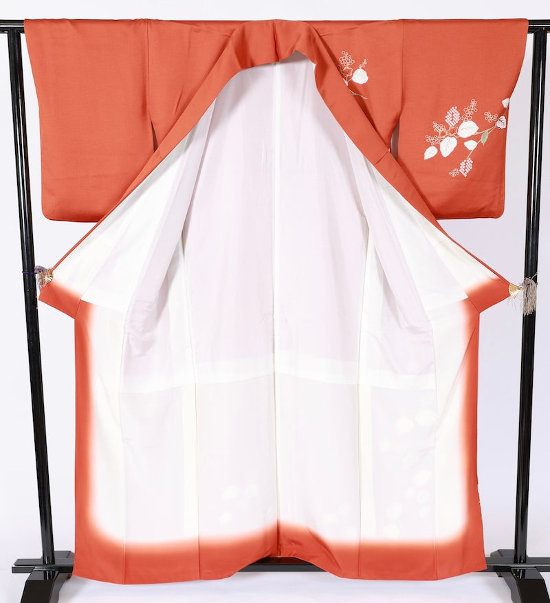 Japanese kimono used <houmongi> Lsize silk 100% /T522