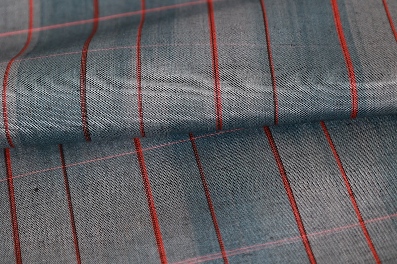 Tsumugi silk fabric , brand new, shades of blue, black, reddish-brown, light pink, handwoven, R277