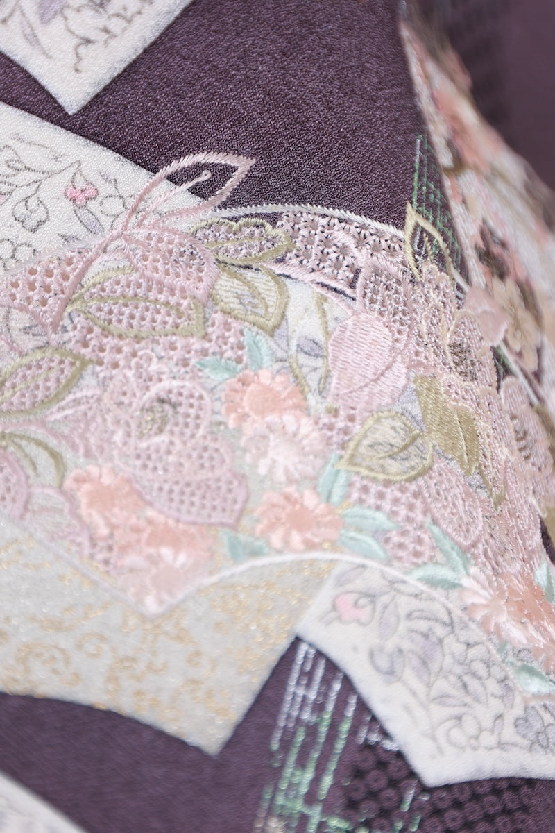 Japanese kimono used <houmongi> Ssize silk 100% /T521