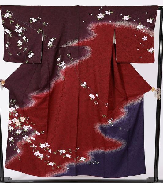 Japanese kimono used <houmongi> Msize silk 100% /T519