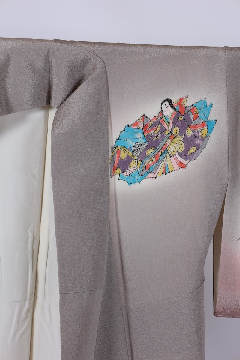 New Unused Japanese kimono <houmongi> Msize silk 100% /T516
