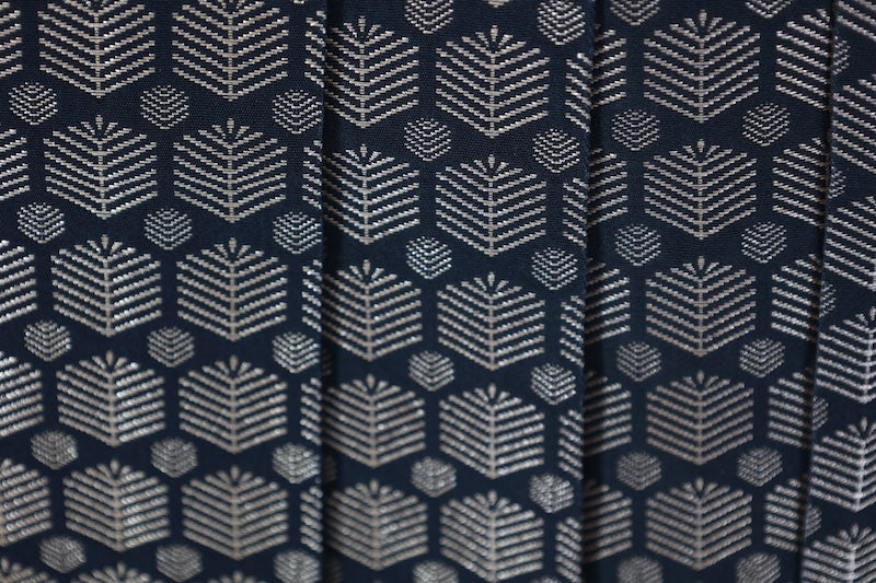 Men's Hakama used (traditional Japanese trousers) - Black with Gold and Pine Tree Design - B1529