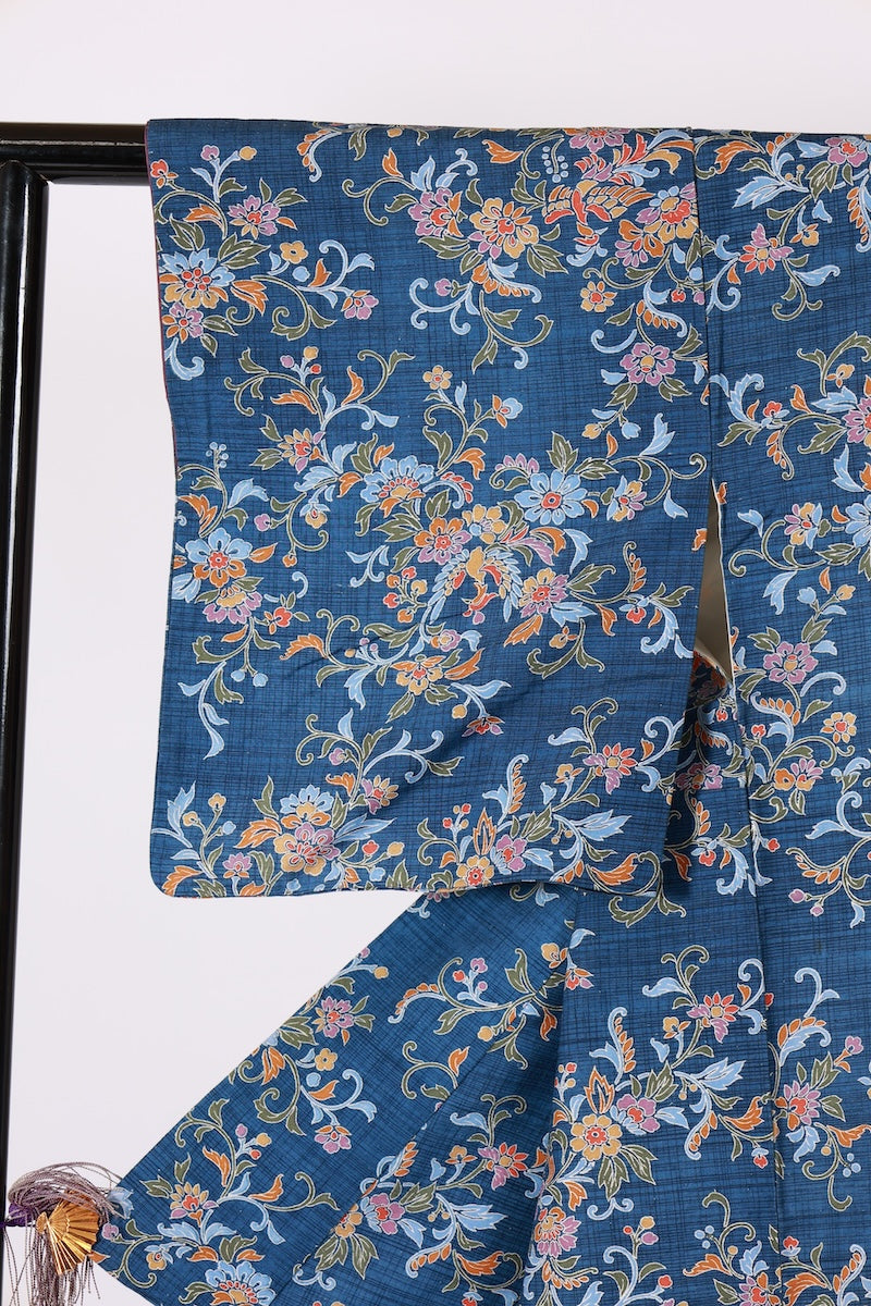 Japanese kimono used <Tsumugi> Msize silk 100% /T601