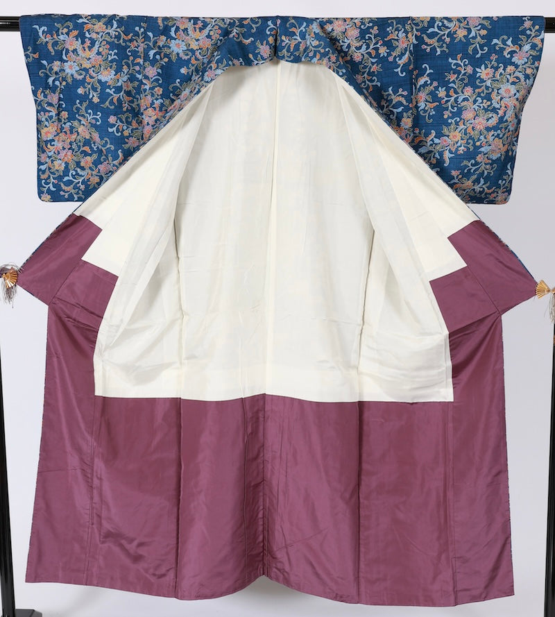 Japanese kimono used <Tsumugi> Msize silk 100% /T601