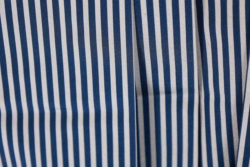 Men's Hakama used (traditional Japanese trousers), navy blue and white stripes, for horse riding, B1526