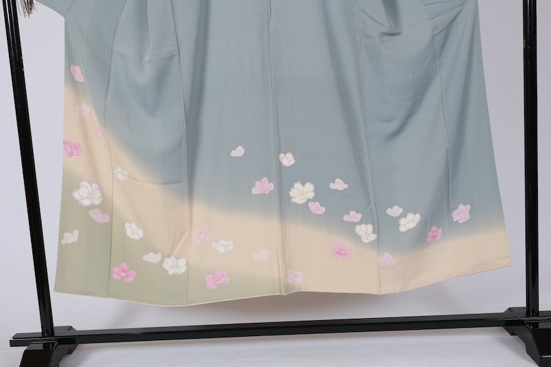 Japanese kimono used <houmongi> Lsize silk 100% /T512