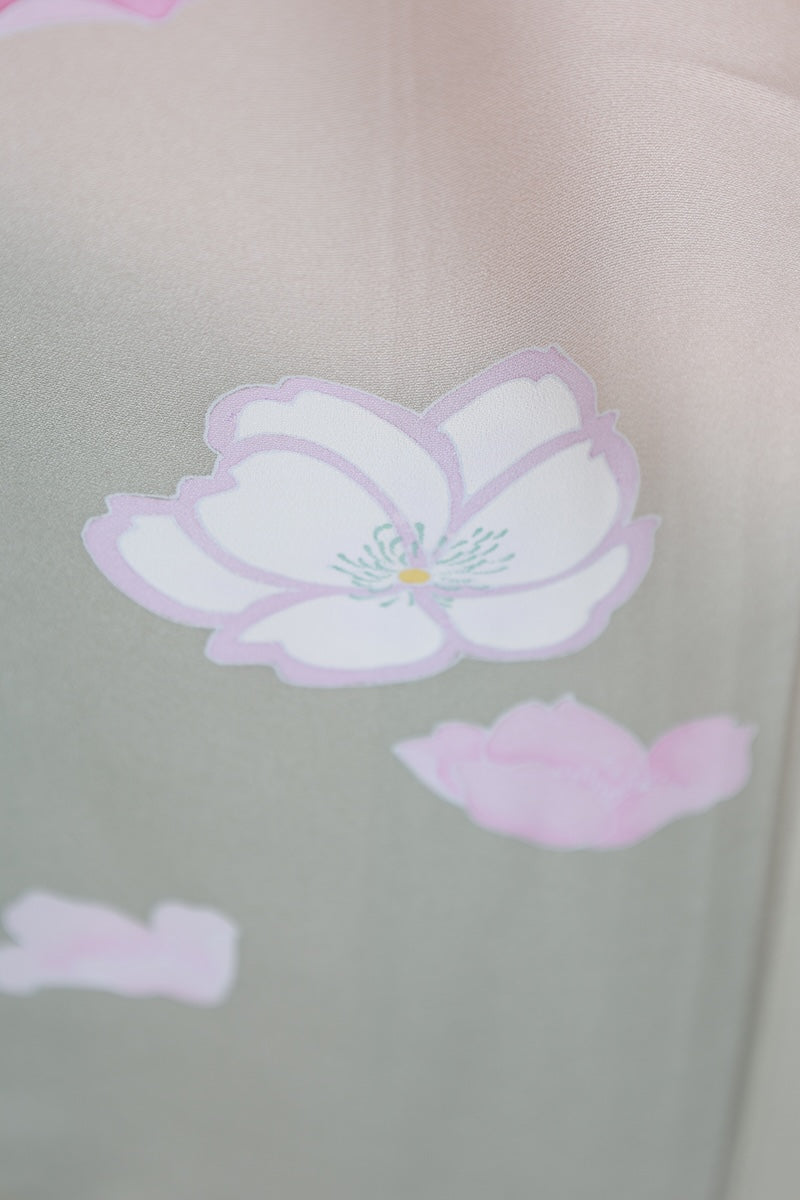 Japanese kimono used <houmongi> Lsize silk 100% /T512