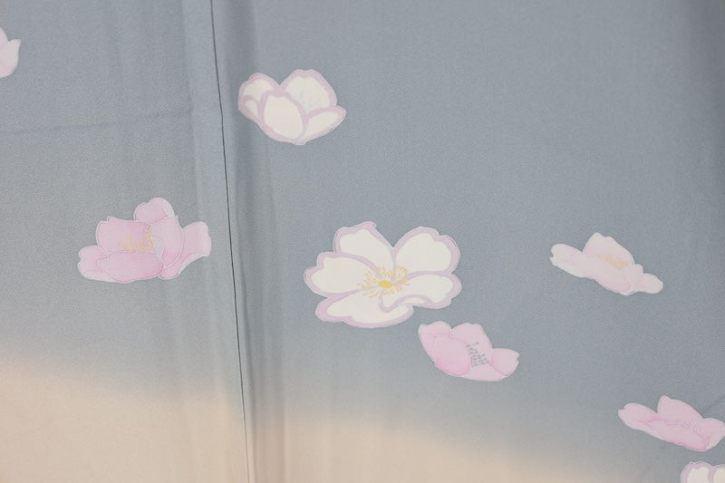 Japanese kimono used <houmongi> Lsize silk 100% /T512
