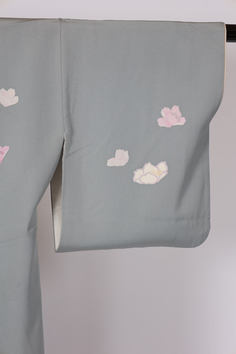 Japanese kimono used <houmongi> Lsize silk 100% /T512