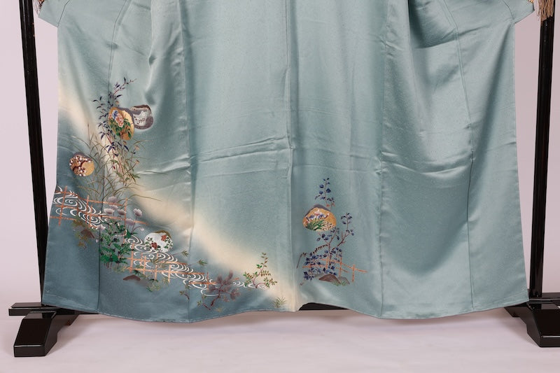 Japanese kimono used <houmongi> Lsize silk 100% /T514