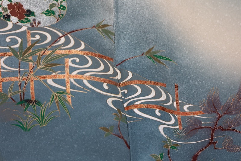 Japanese kimono used <houmongi> Lsize silk 100% /T514