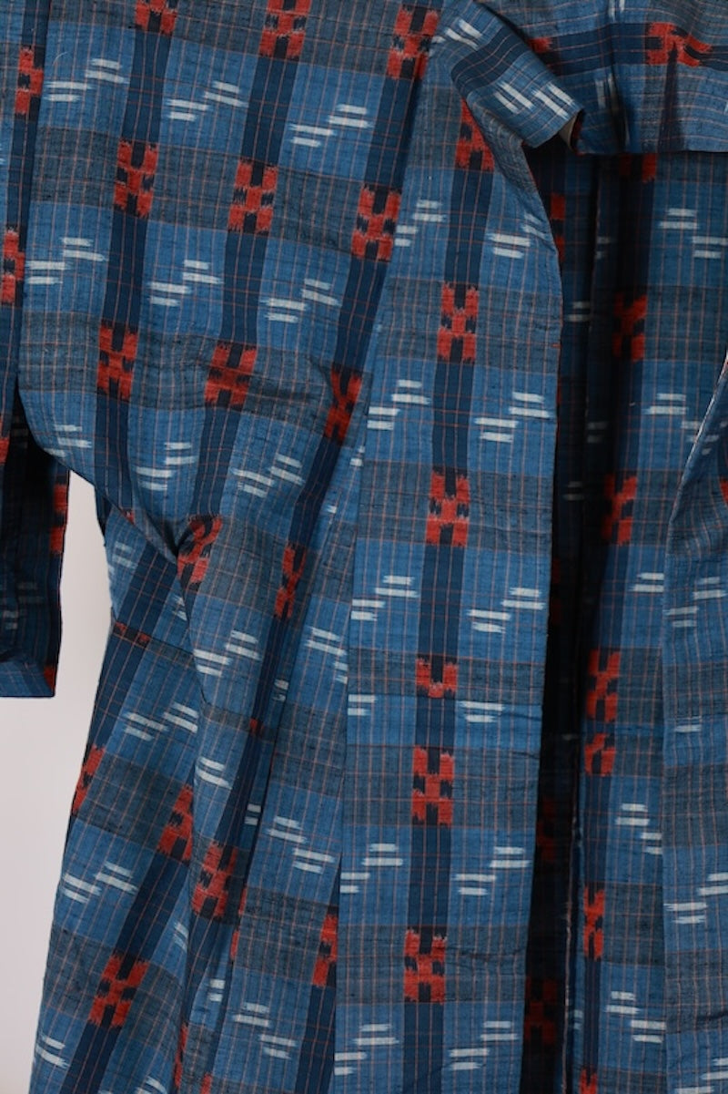 Japanese kimono used <Tsumugi> Lsize silk 100% /T498