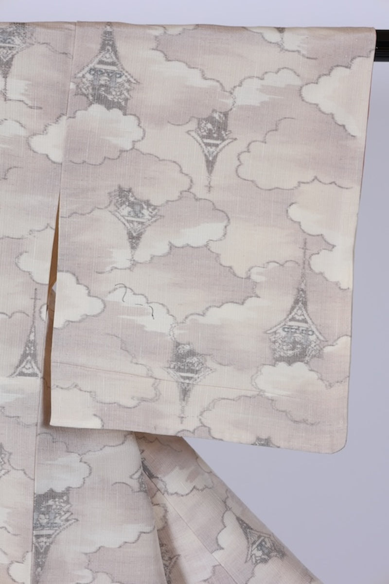 New Unused Japanese kimono used <Tsumugi> Msize silk 100% /T566