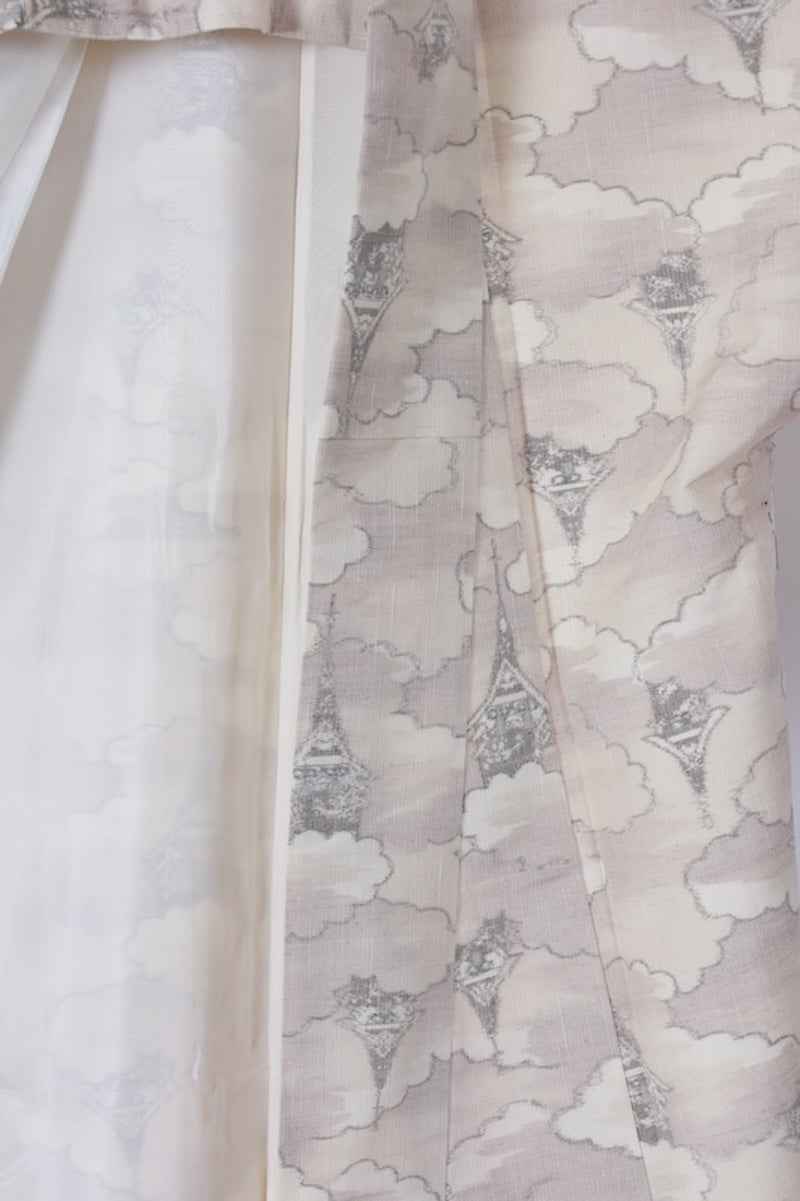 New Unused Japanese kimono used <Tsumugi> Msize silk 100% /T566