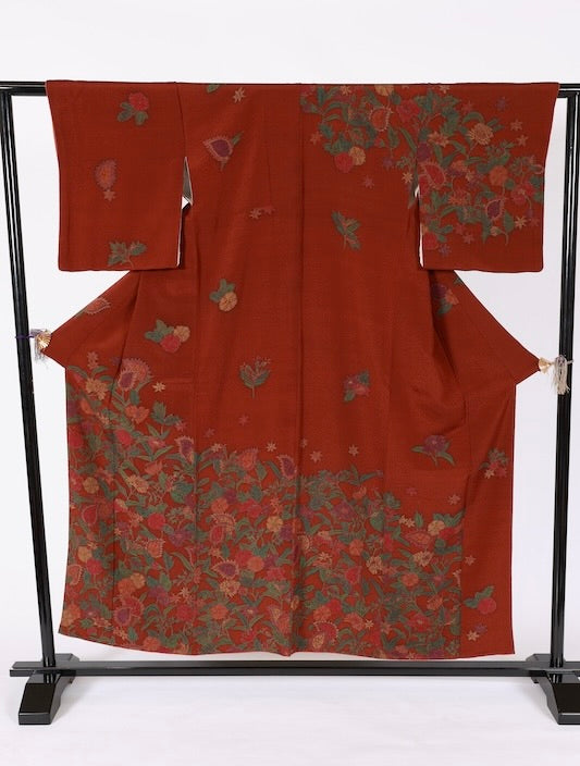 Japanese kimono used <houmongi> Msize silk 100% /T532