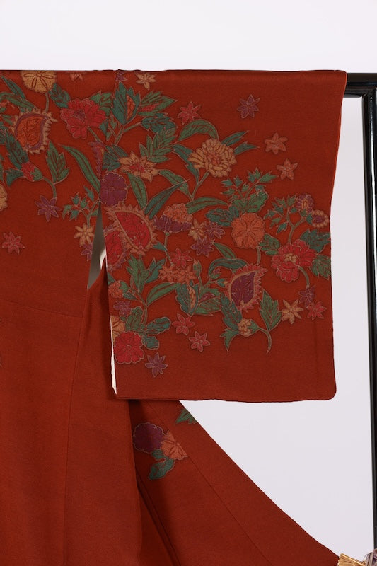 Japanese kimono used <houmongi> Msize silk 100% /T532